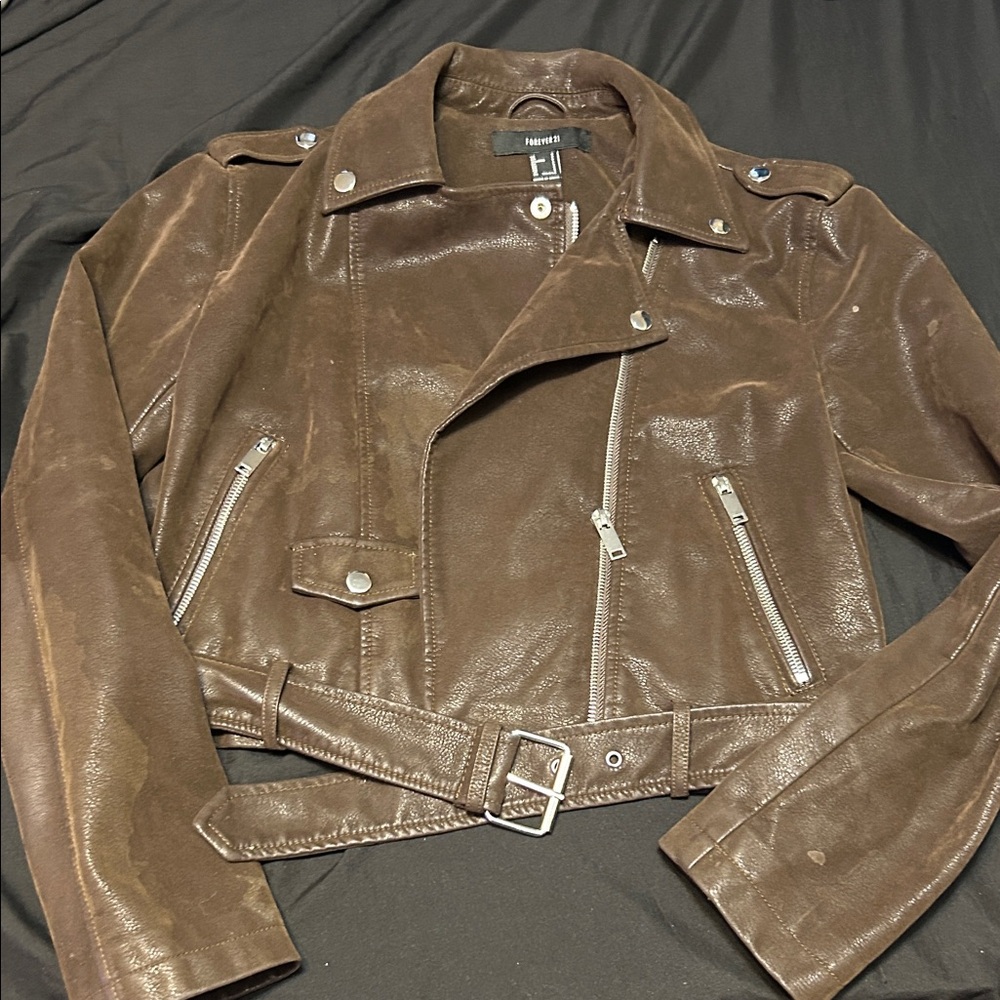 Forever 21 Chocolate Brown Leather Jacket
